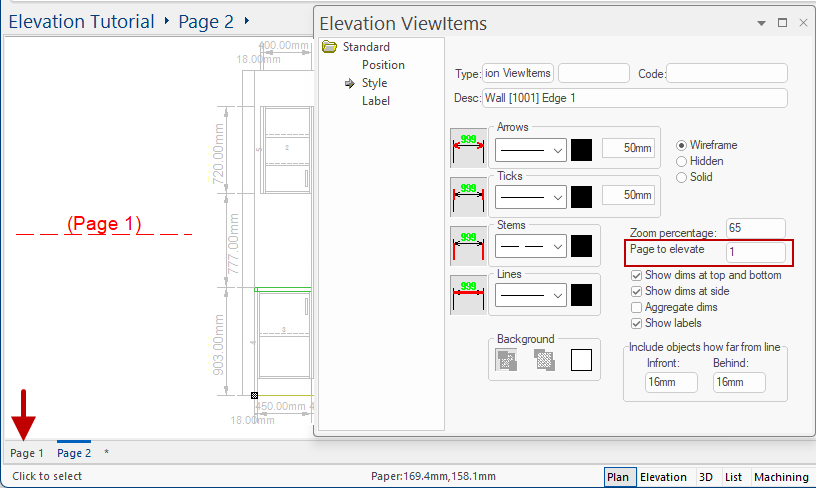 Click to view Page which has the corresponding elevation line